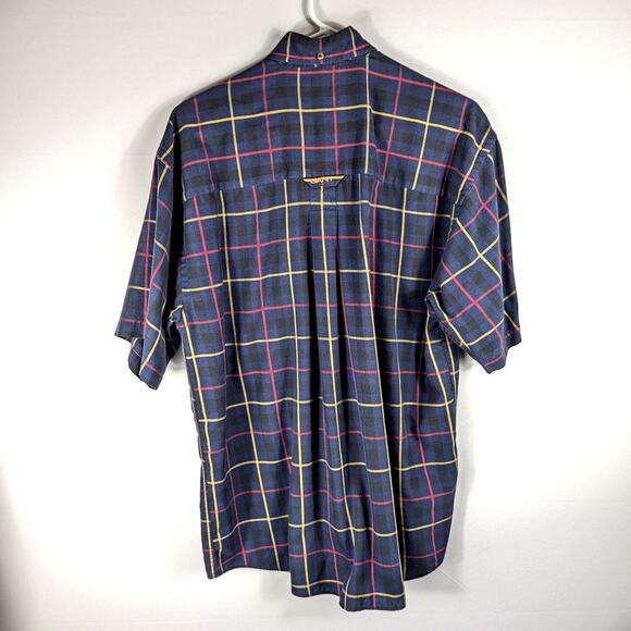 GANT Mens M Short Sleeve Heritage Twill Plaid Button Front Shirt Blue Red Yellow - Picture 4 of 4